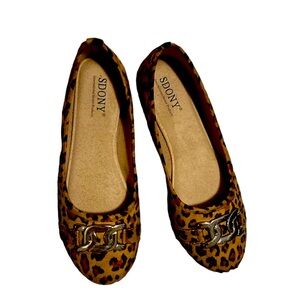 Leopard Print Ballet Flats in Brown